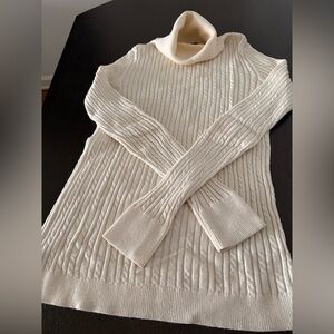 Talbots Ivory Ribbed Turtleneck Sweater
